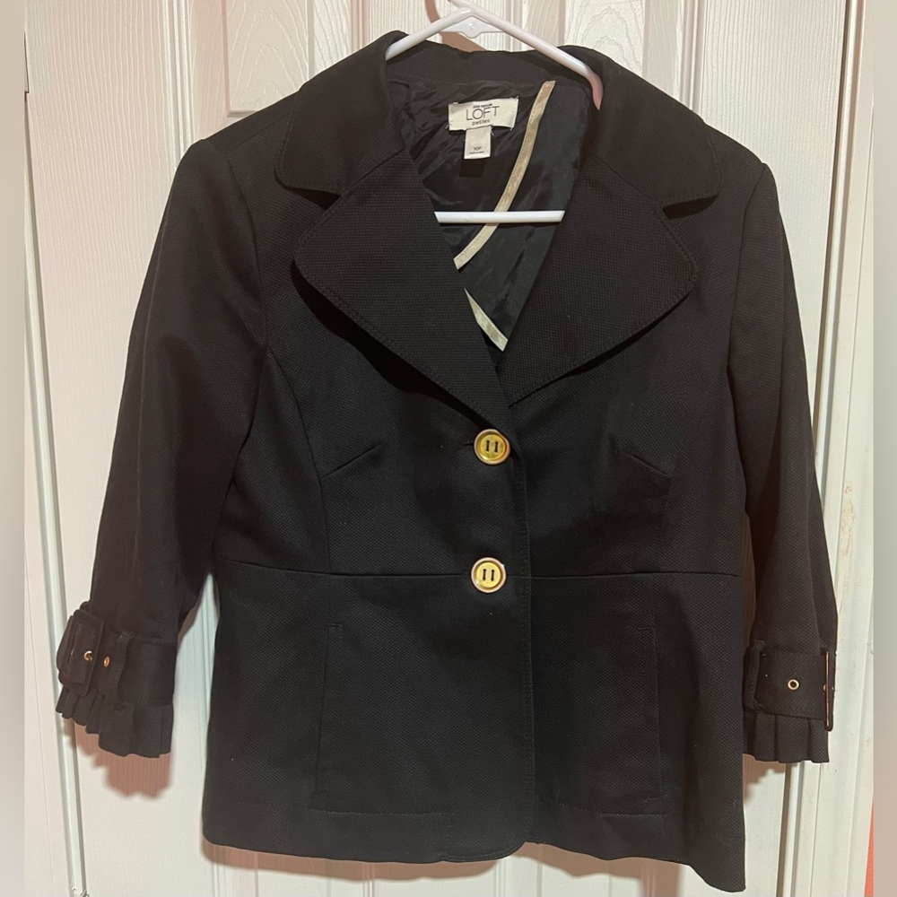 LOFT Black Blazer with Gold Accents Size 10P